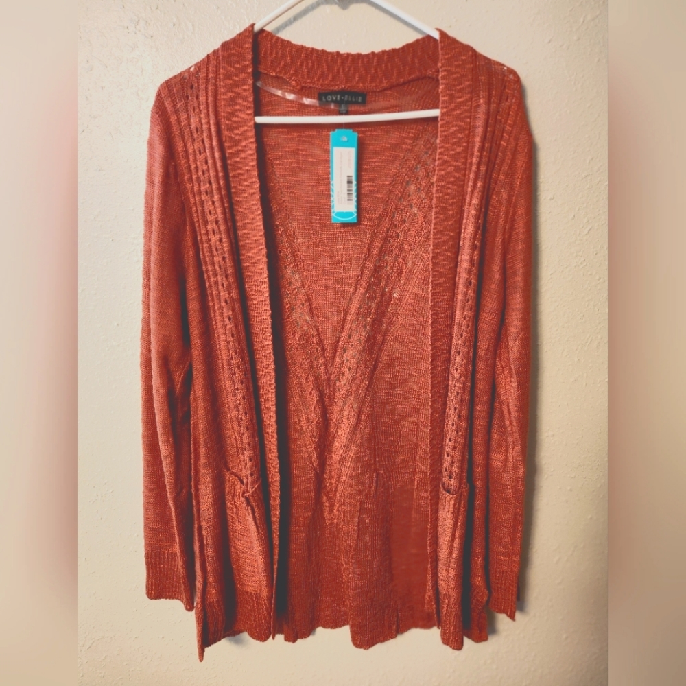 Love Ellie Cardigan, Size Large (burnt Orange)